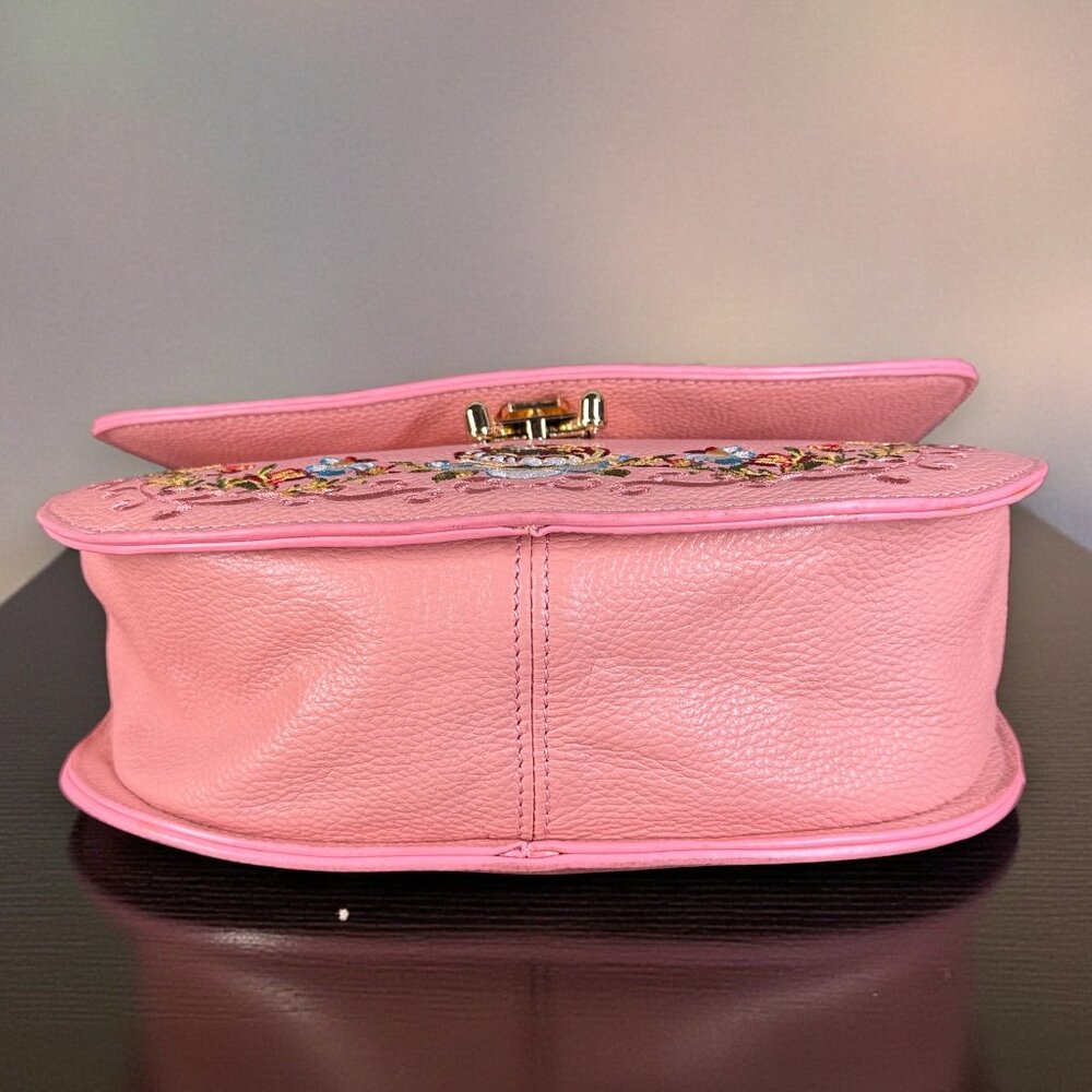 Sharif Legacy Leather Embroidered Shoulder Crossbody Saddle Bag - Sample Bag - Picture 7 of 15
